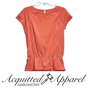 LUCY Neon Orange Cap Sleeve Elastic Tie Waist Top